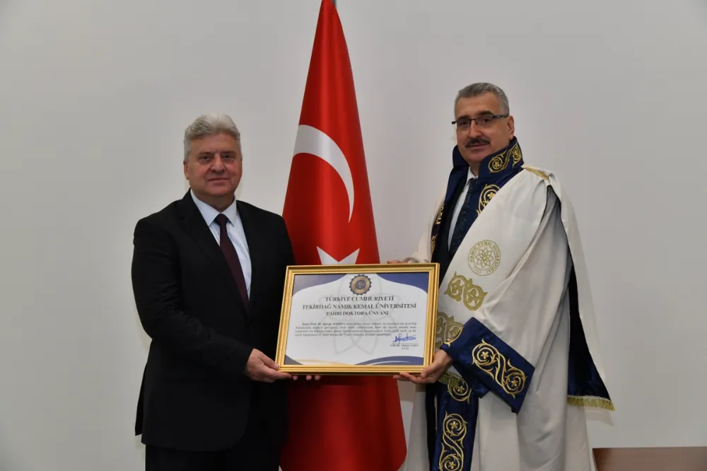 Tekirdağ Namık Kemal Üniversitesinden Kuzey Makedonya Eski Cumhurbaşkanı Prof. Dr. Gjorge Ivanov’a Fahri Doktora